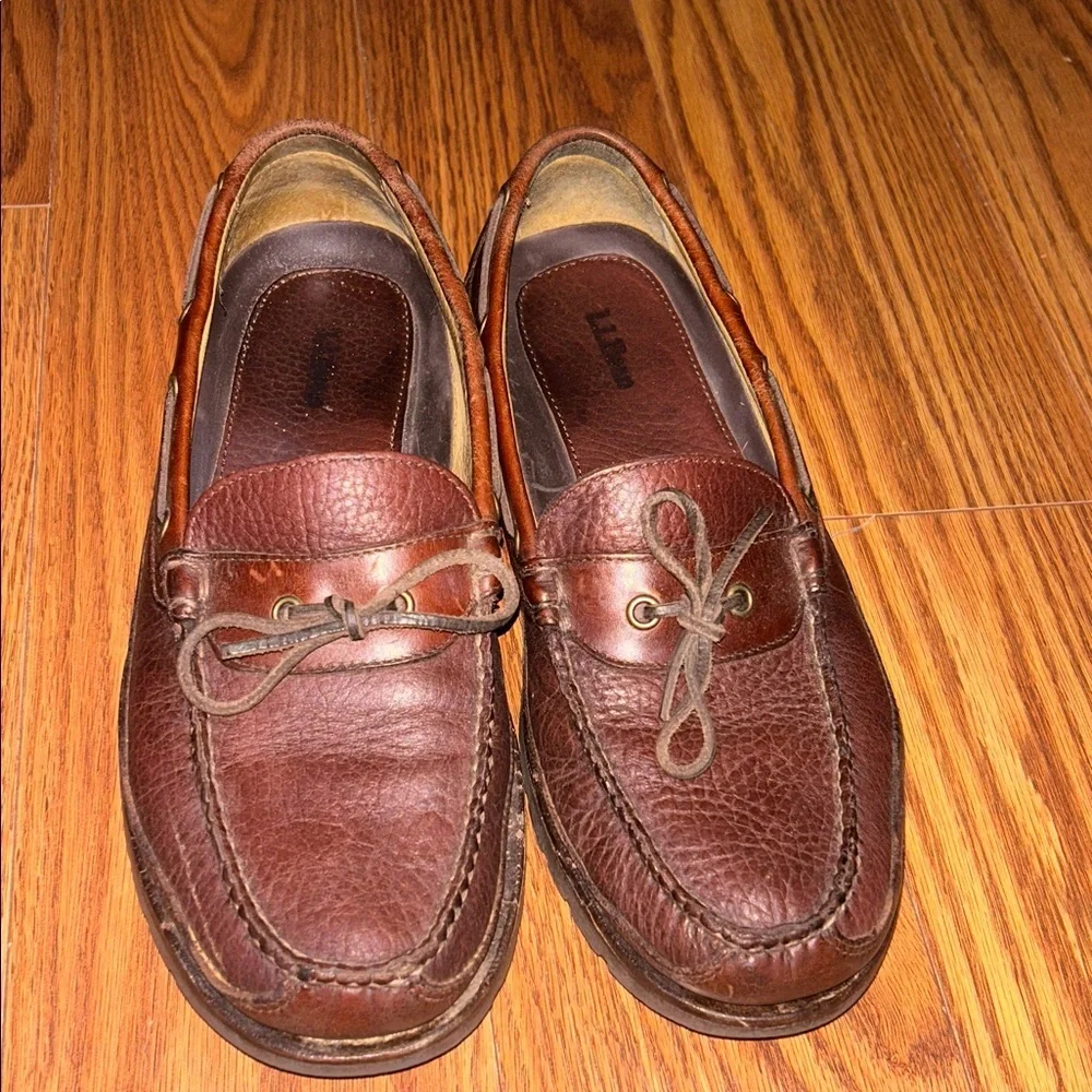 LL Bean Men's Allagash Handsewn Mocs, One-Eye   Dark Earth‎ Color Size 9.5 D